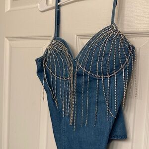 Sequin Denim Bodysuit